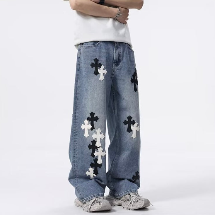 Cross Baggy Denim Pants znk000255
