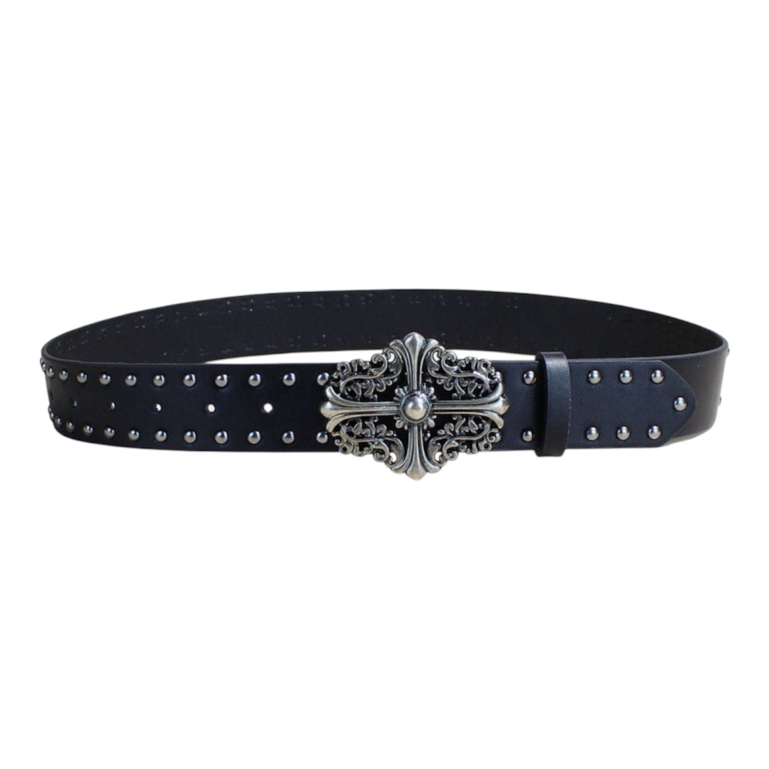 Studded Black Leather Cross Belt znk000238