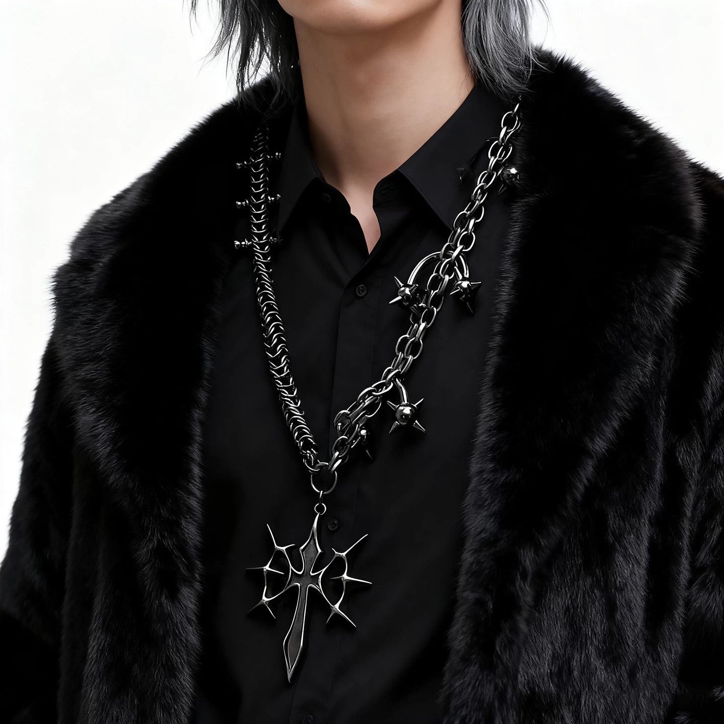 スパイククロスチェーンネックレス znk000075