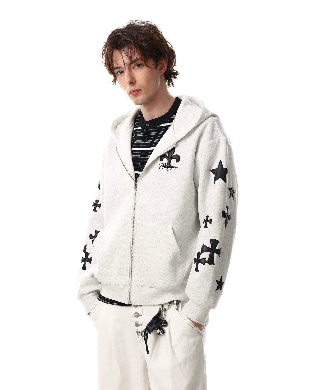 Contrast Cross Oversized Hoodie znk000288