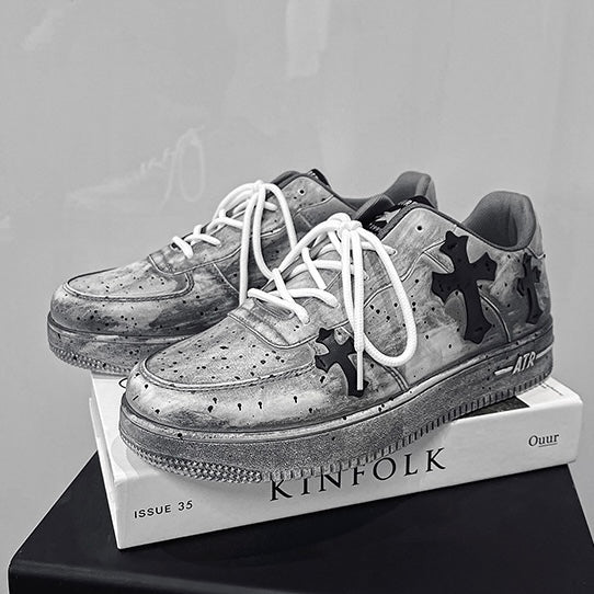 クロスパッチヴィンテージ厚底スニーカー znk000033