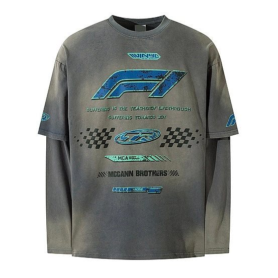 Racing Graphic Layered Tee znk000213
