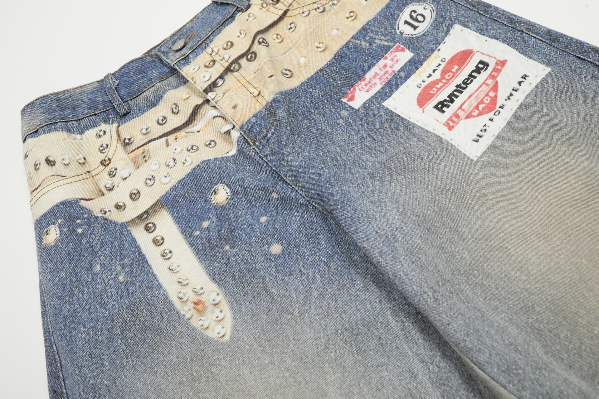 Wash Graphic Wide Denim Pants znk000280