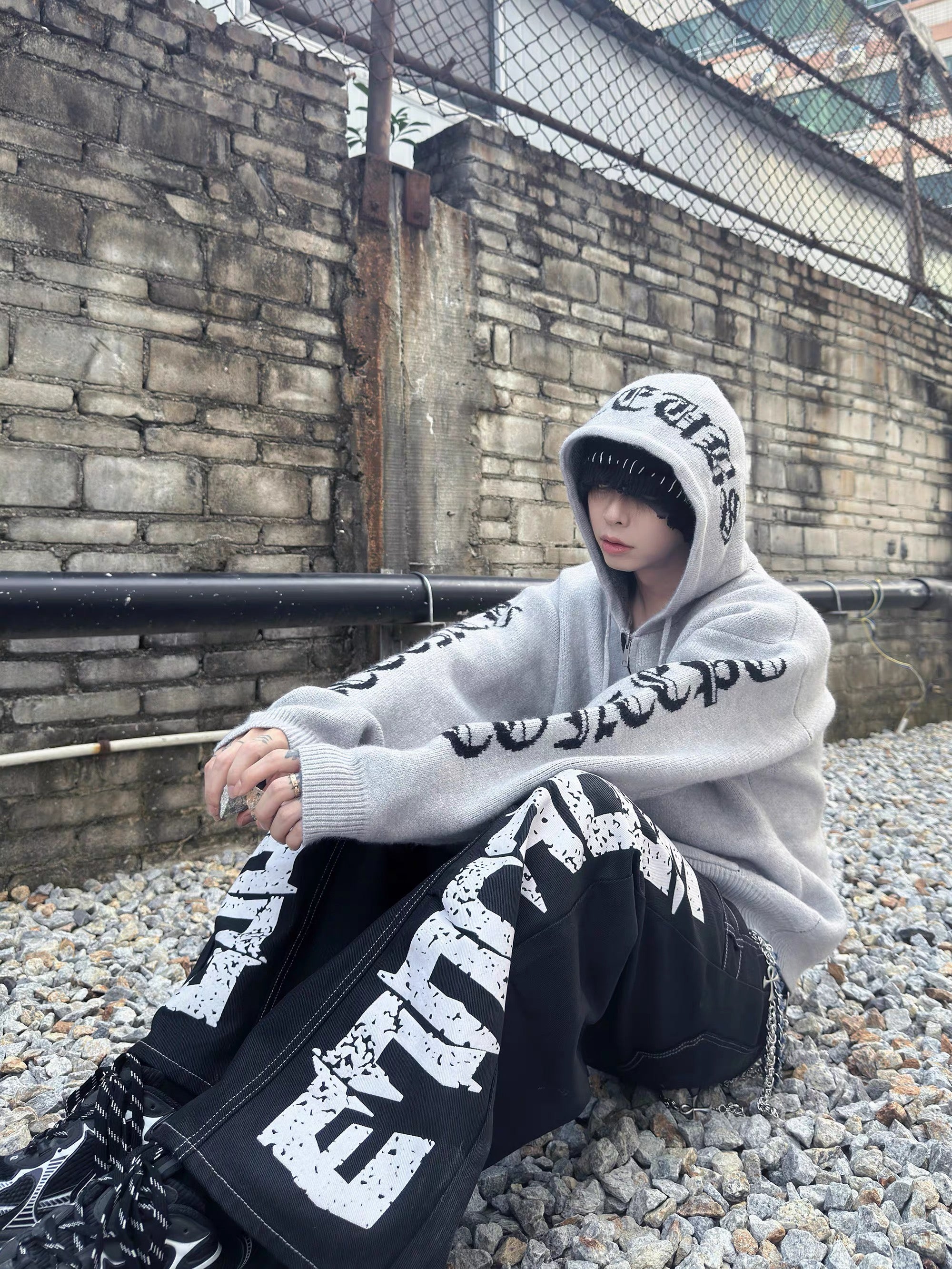 クロスロゴジップアップニットフーディ znk000080