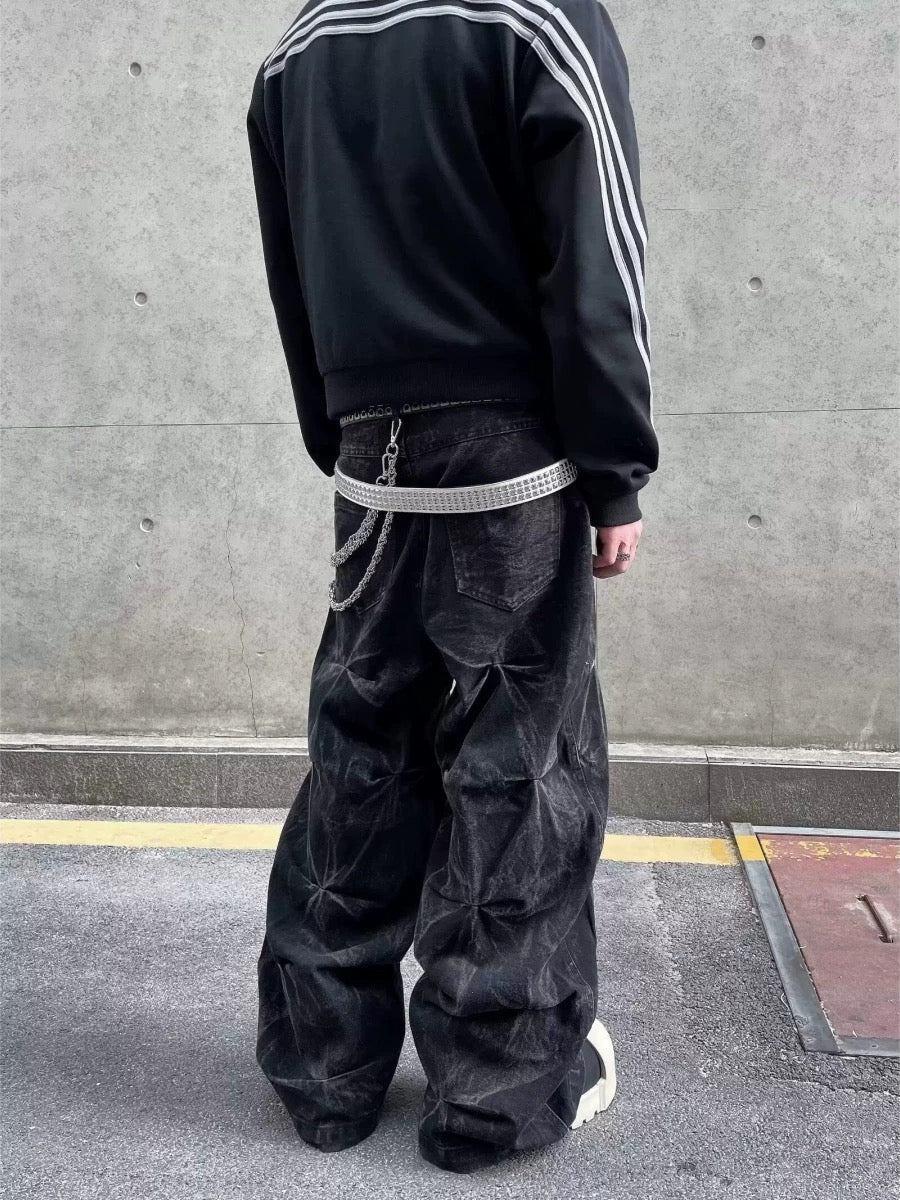 ジオメトリックバギーデニムパンツ znk000117