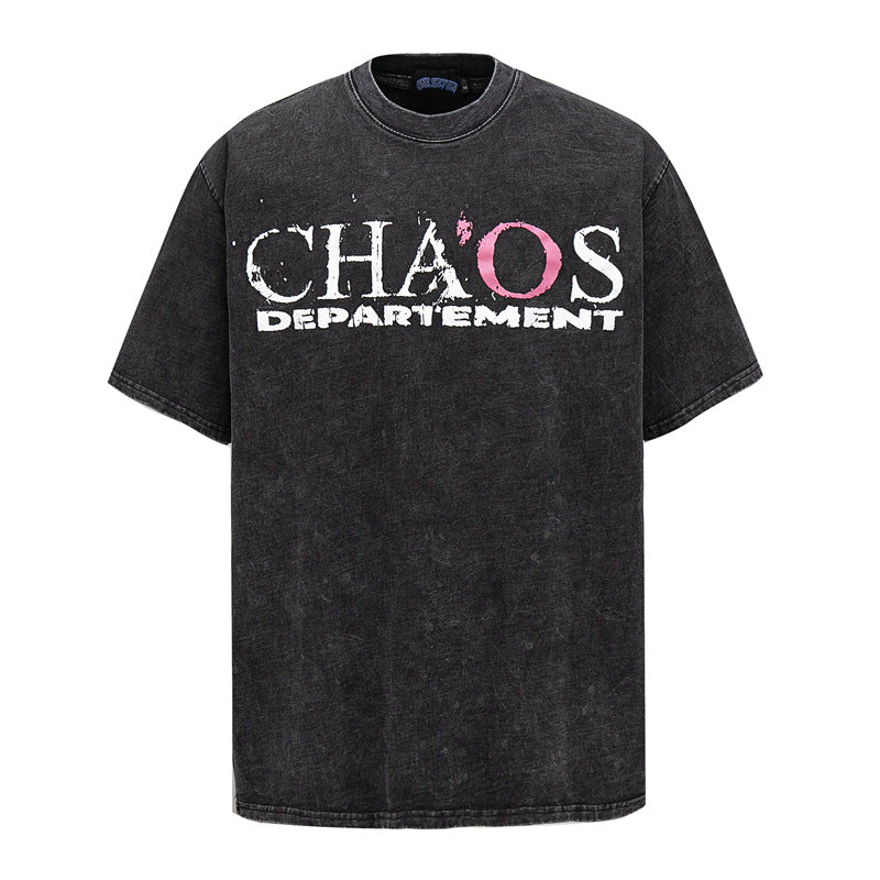 ゴシッククロスプリントTシャツ|CHAOS DEPARTEMENTロゴ入り|オーバーサイズ対応 SS-000308