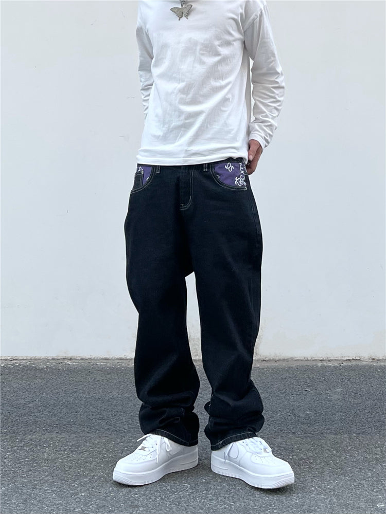 バンダナデザインデニムパンツ znk000043