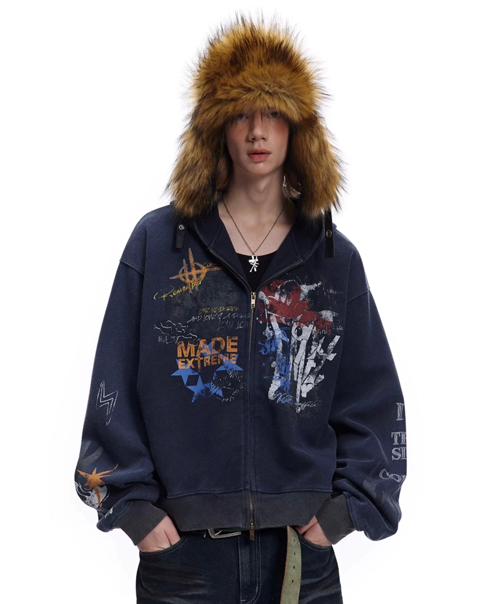 ペイントグラフィックジップパーカー znk000081