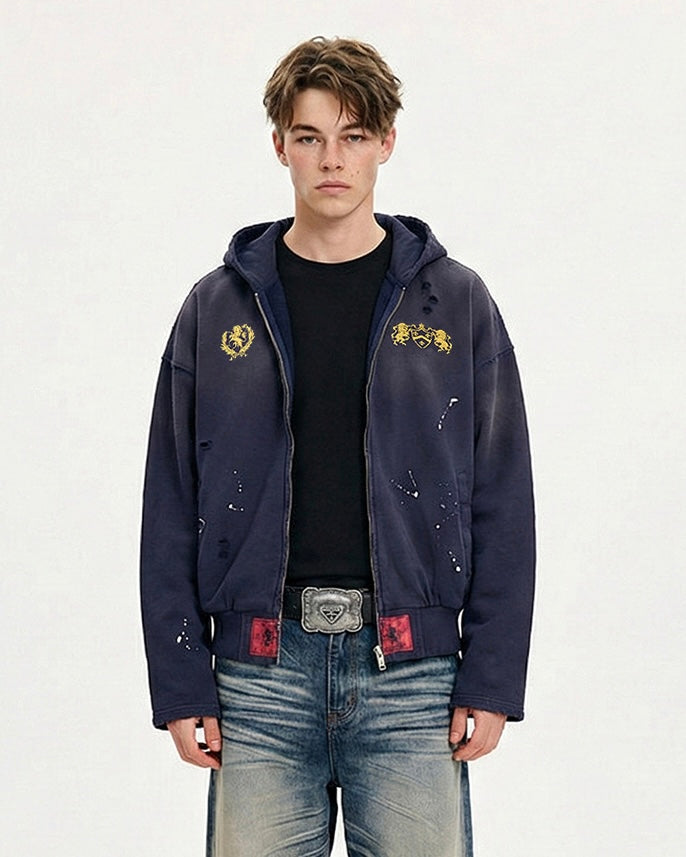 Vintage Crest Zip Hoodie znk000265