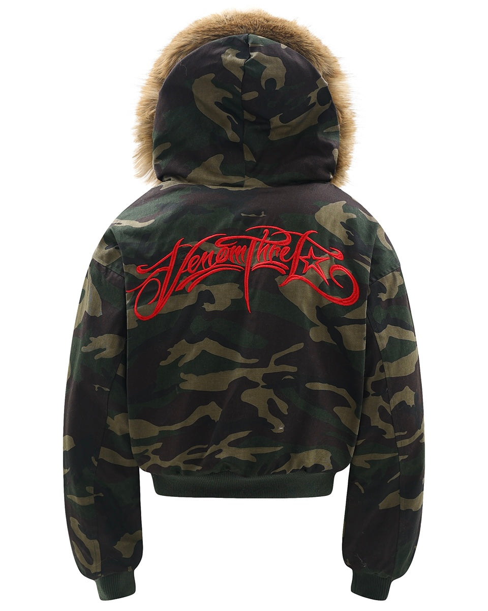 裏起毛ファー付き迷彩ボンバージャケット SS-000691