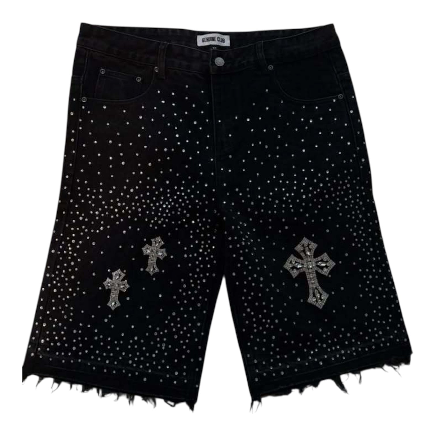 Rhinestone Cross Denim Shorts znk000242