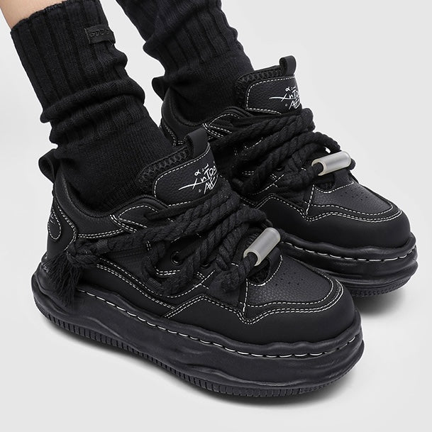 ブラックチャンキーロープスニーカー znk000009