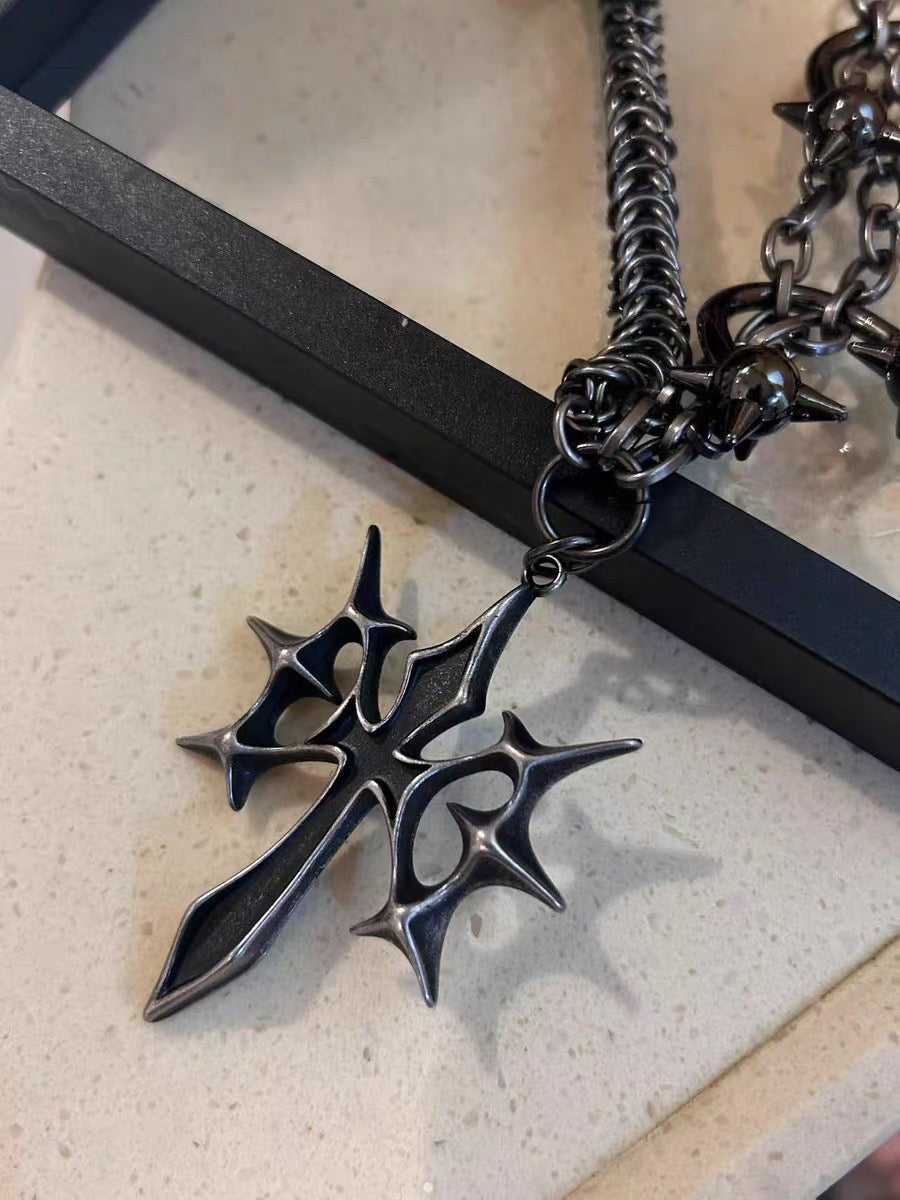 スパイククロスチェーンネックレス znk000075