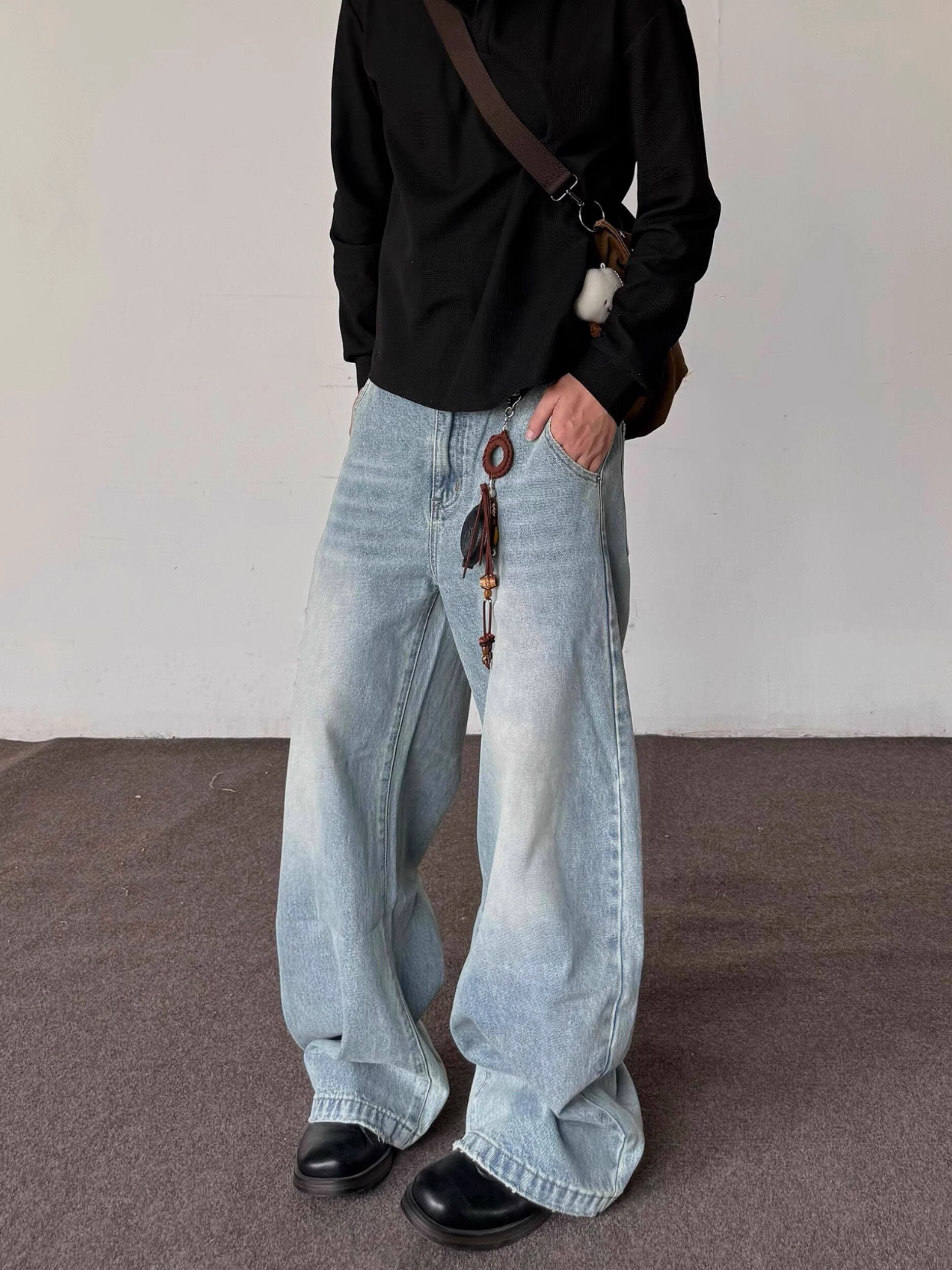 ライトブルーワイドデニムジーンズ znk000177