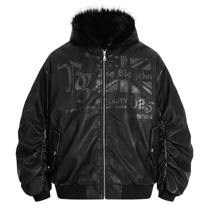 レザーファーフードジップジャケット znk000068