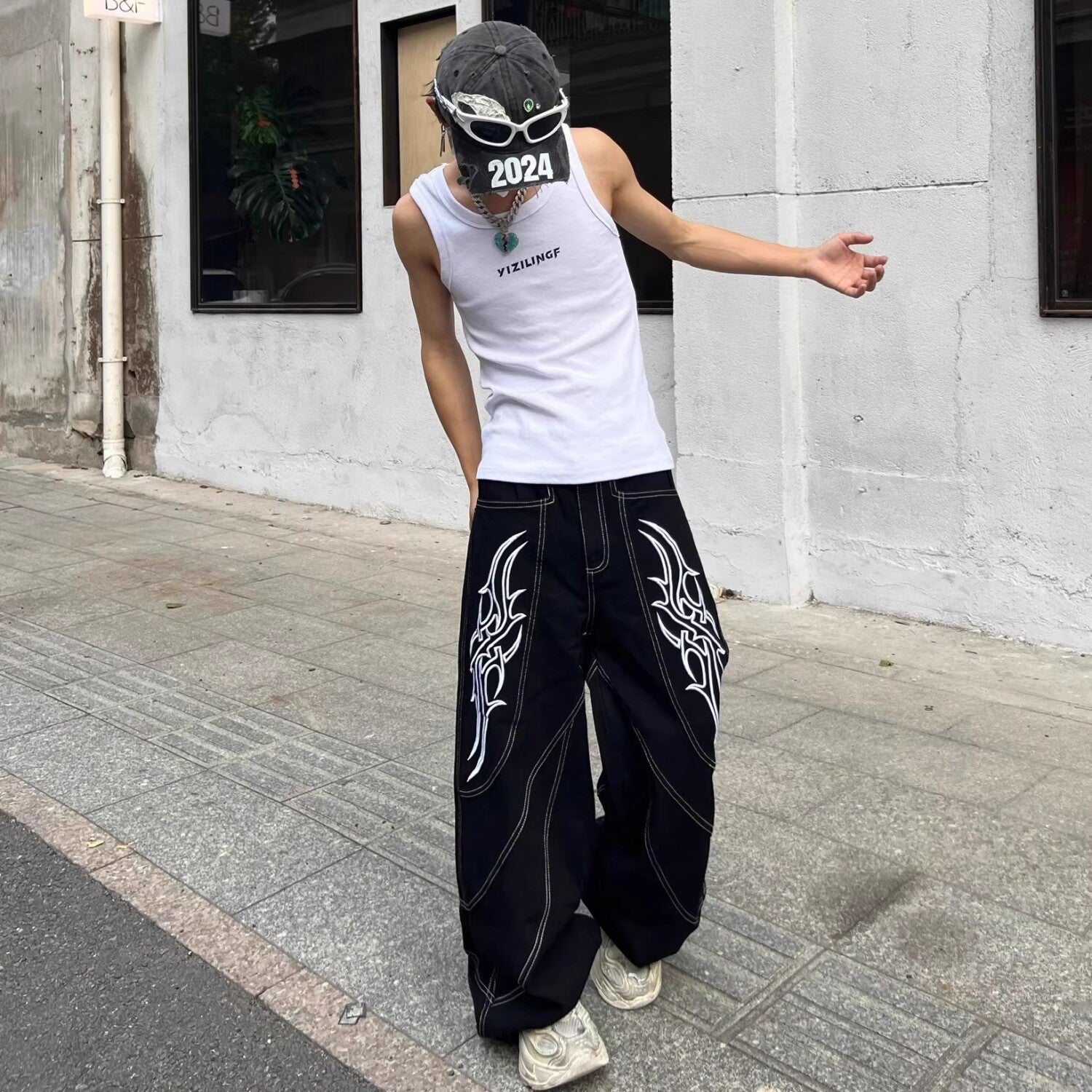 トライバルプリントワイドデニムパンツ znk000180