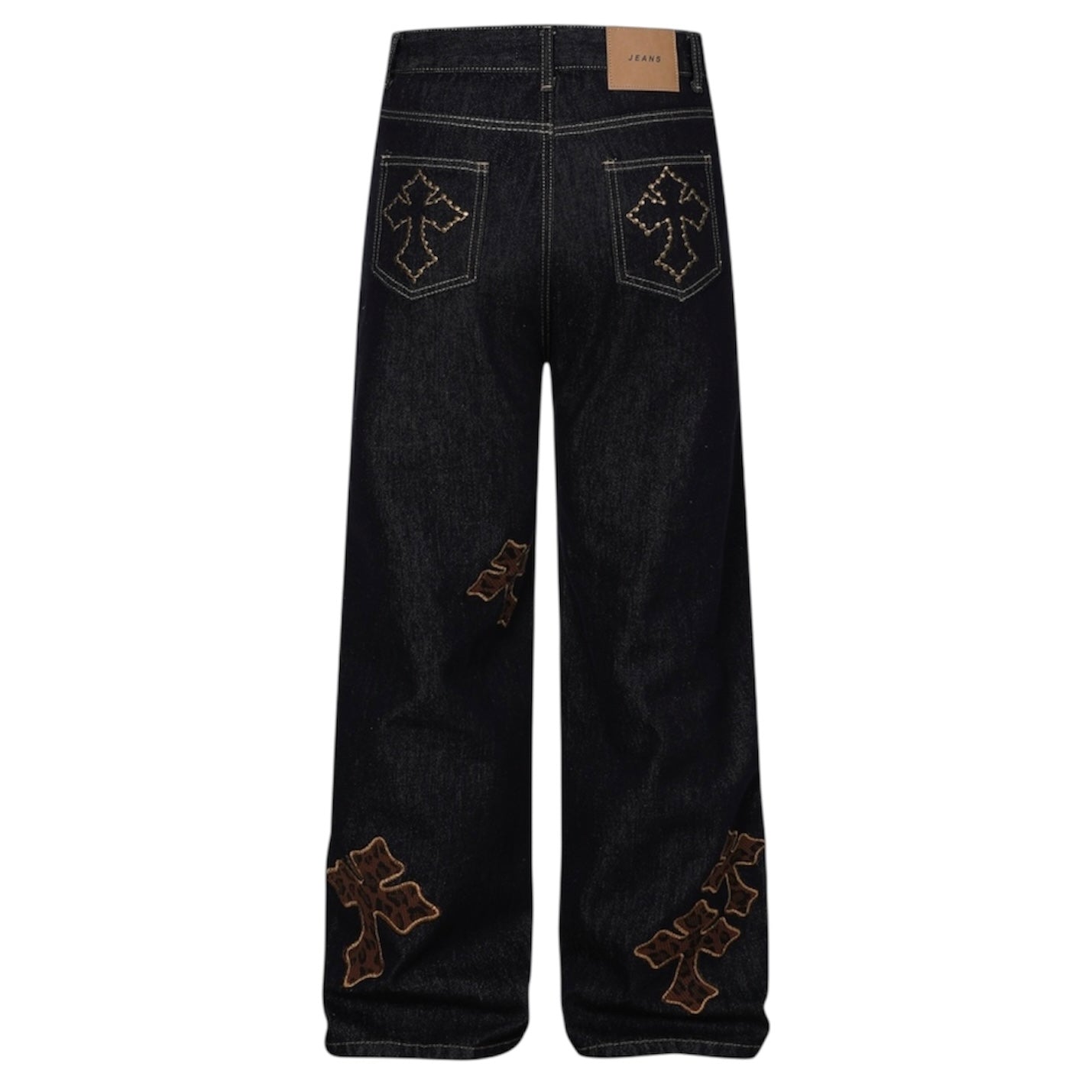 クロスパッチワイドデニムパンツ znk000109