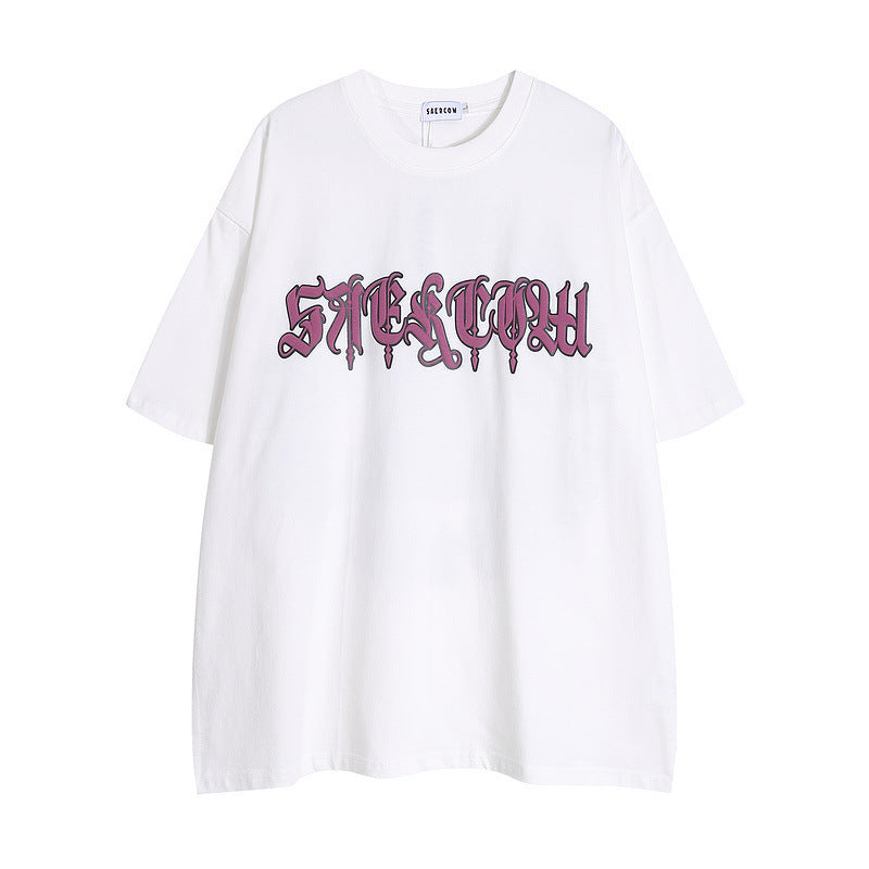 【2color】ゴシックロゴ×スカルアートTシャツ|個性派ストリートスタイル SS-000298