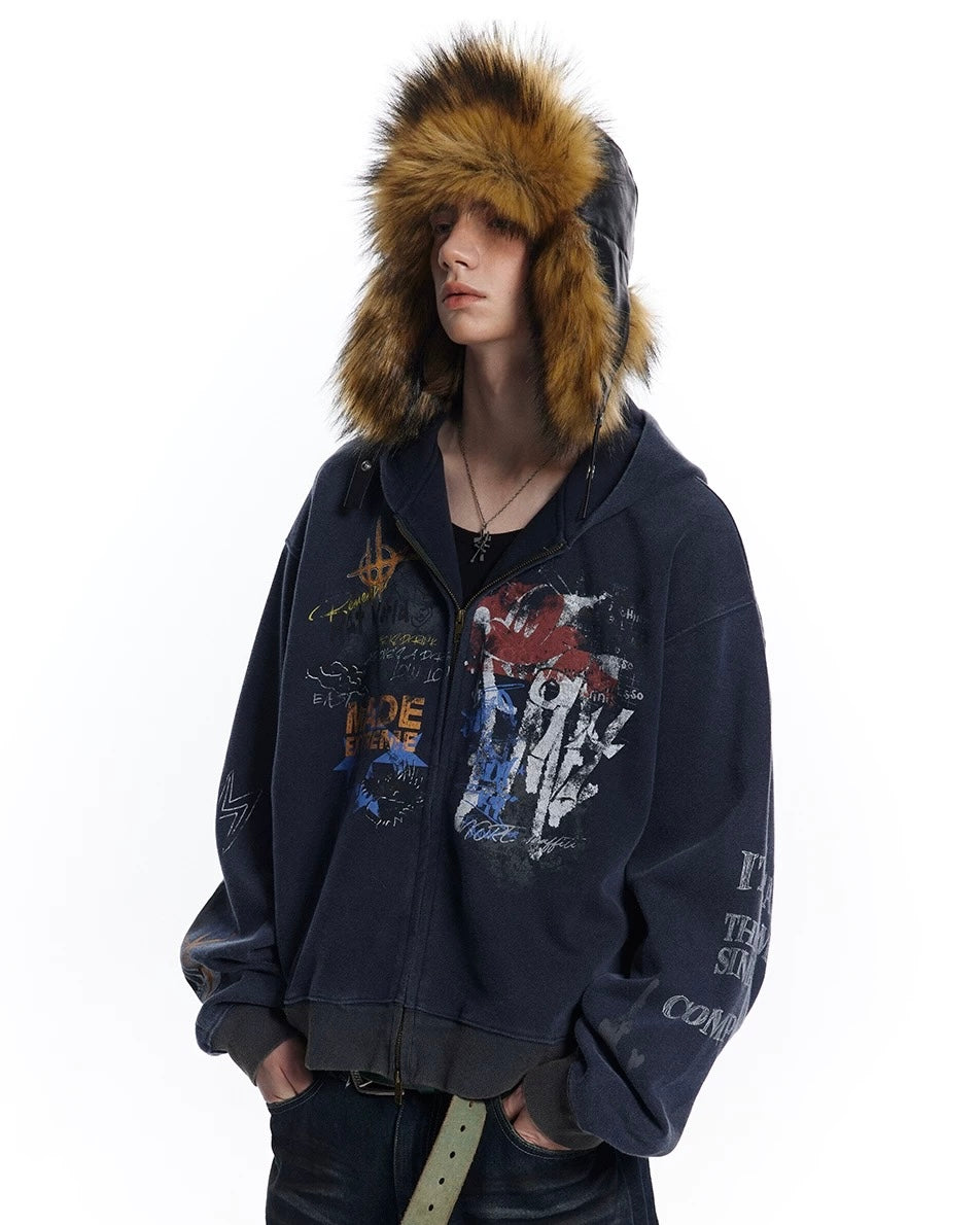 ペイントグラフィックジップパーカー znk000081