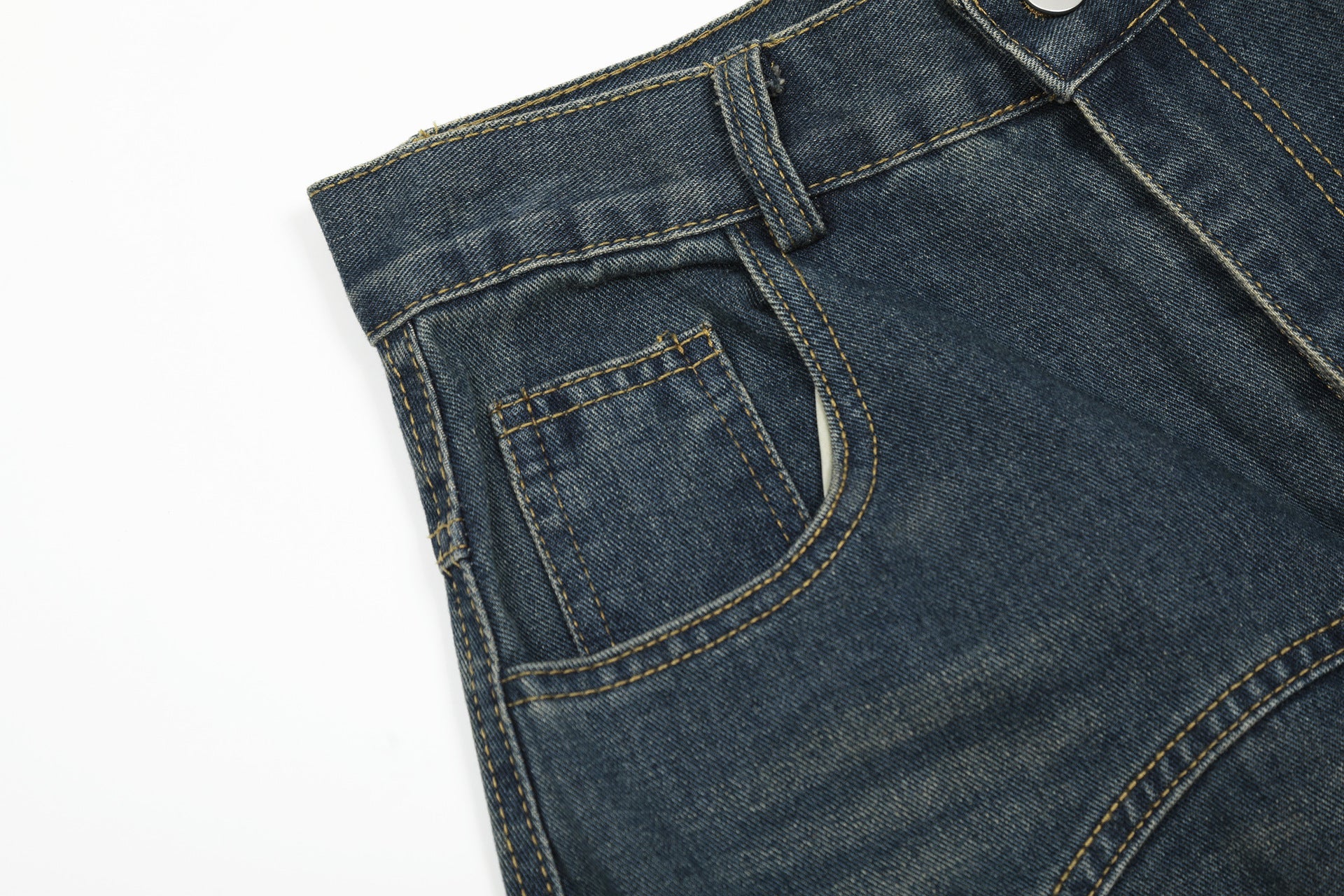 【2color】サイドライン×ダメージ加工 ワイドデニムパンツ SS-000296