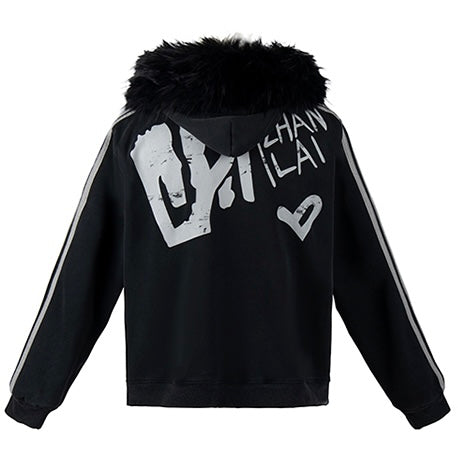 ファーフードグラデーションジップパーカー znk000065