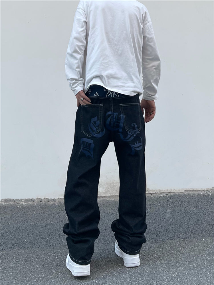 バンダナデザインデニムパンツ znk000043