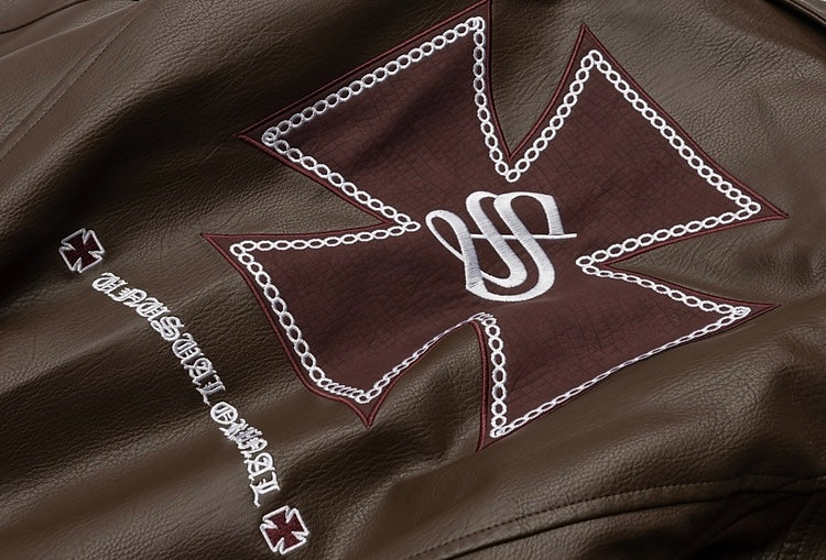 クロスエンブレムフェイクレザーブルゾン znk000066