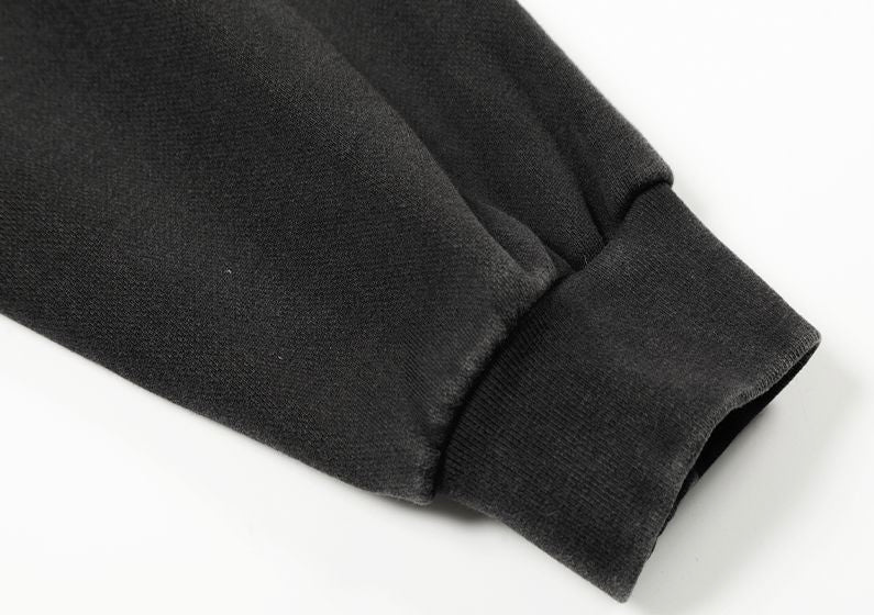 Black Spike Detail Zip Hoodie znk000222