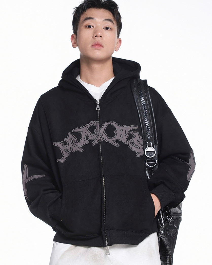 Graphic Washed Zip-Up Hoodie znk000204