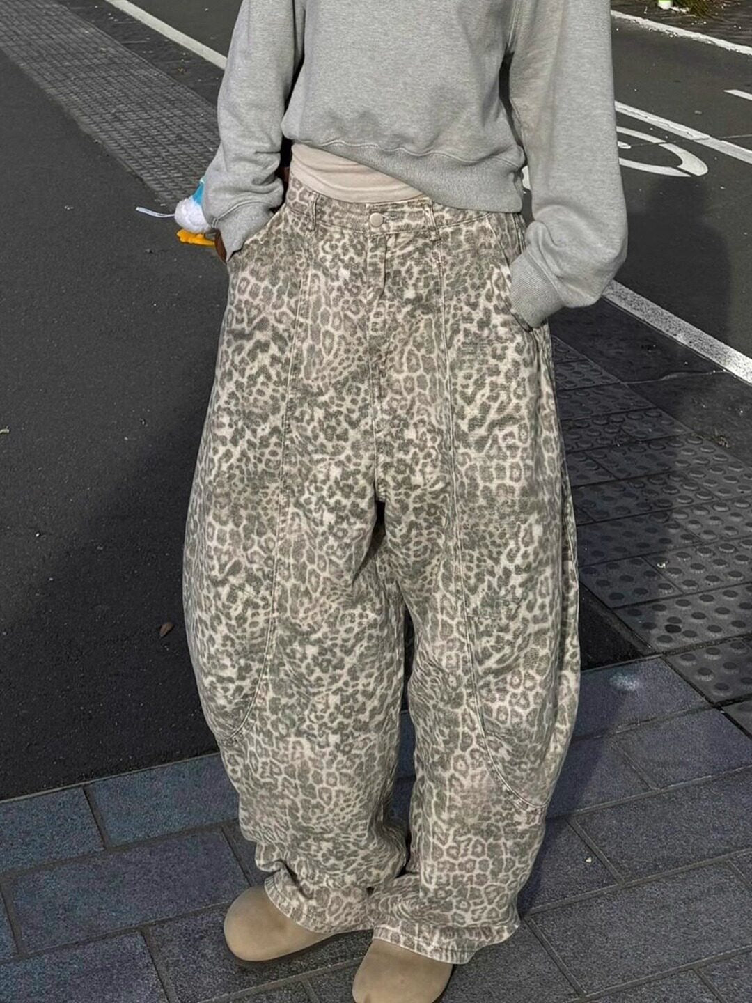 レオパードワイドデニムパンツ znk000179