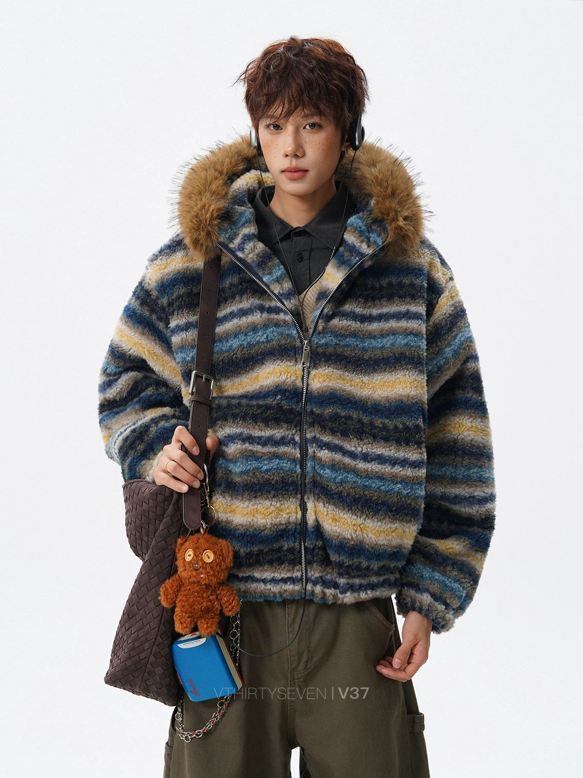 ファーフードボーダーボアブルゾン znk000175