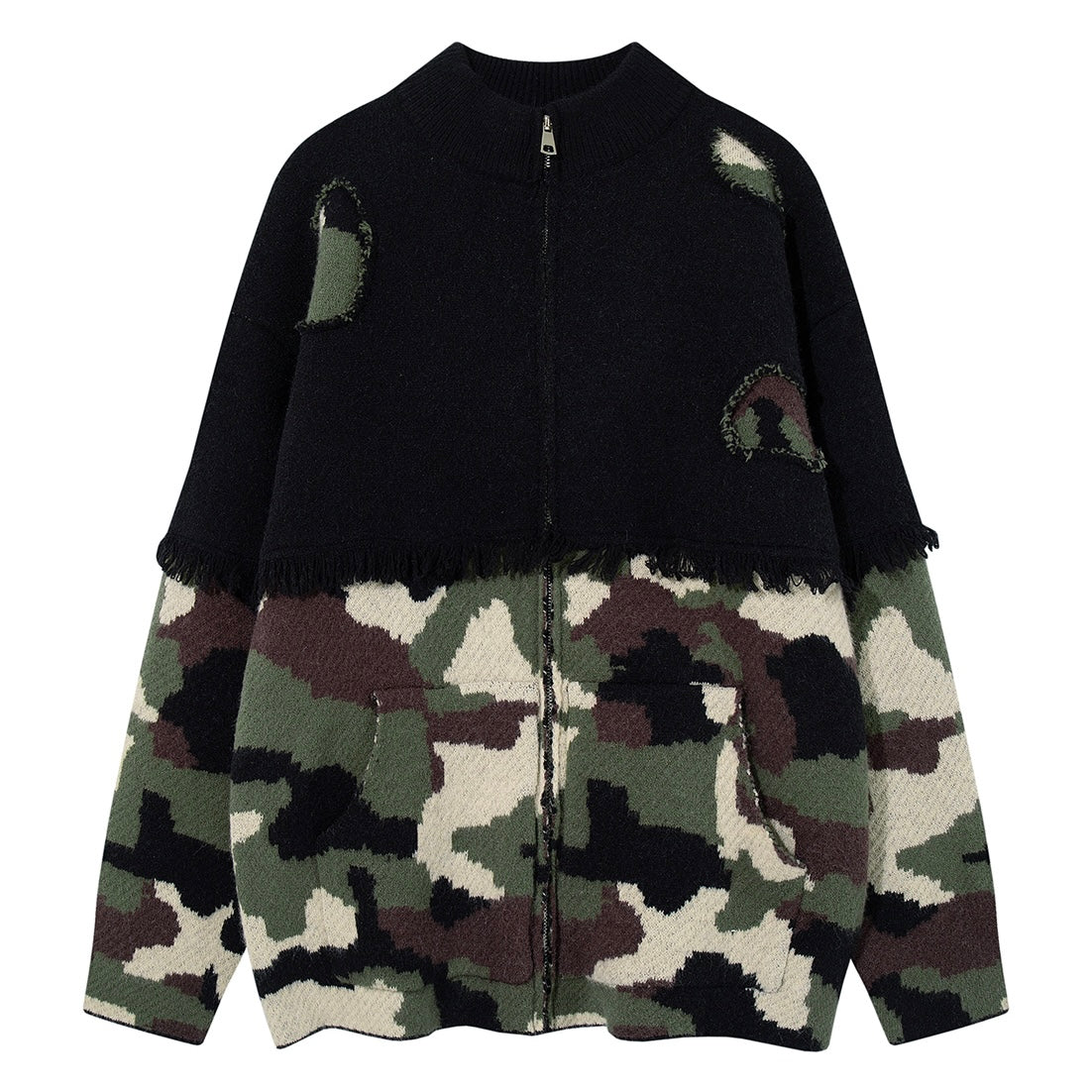 カモフラ切り替えジップニットジャケットznk000105