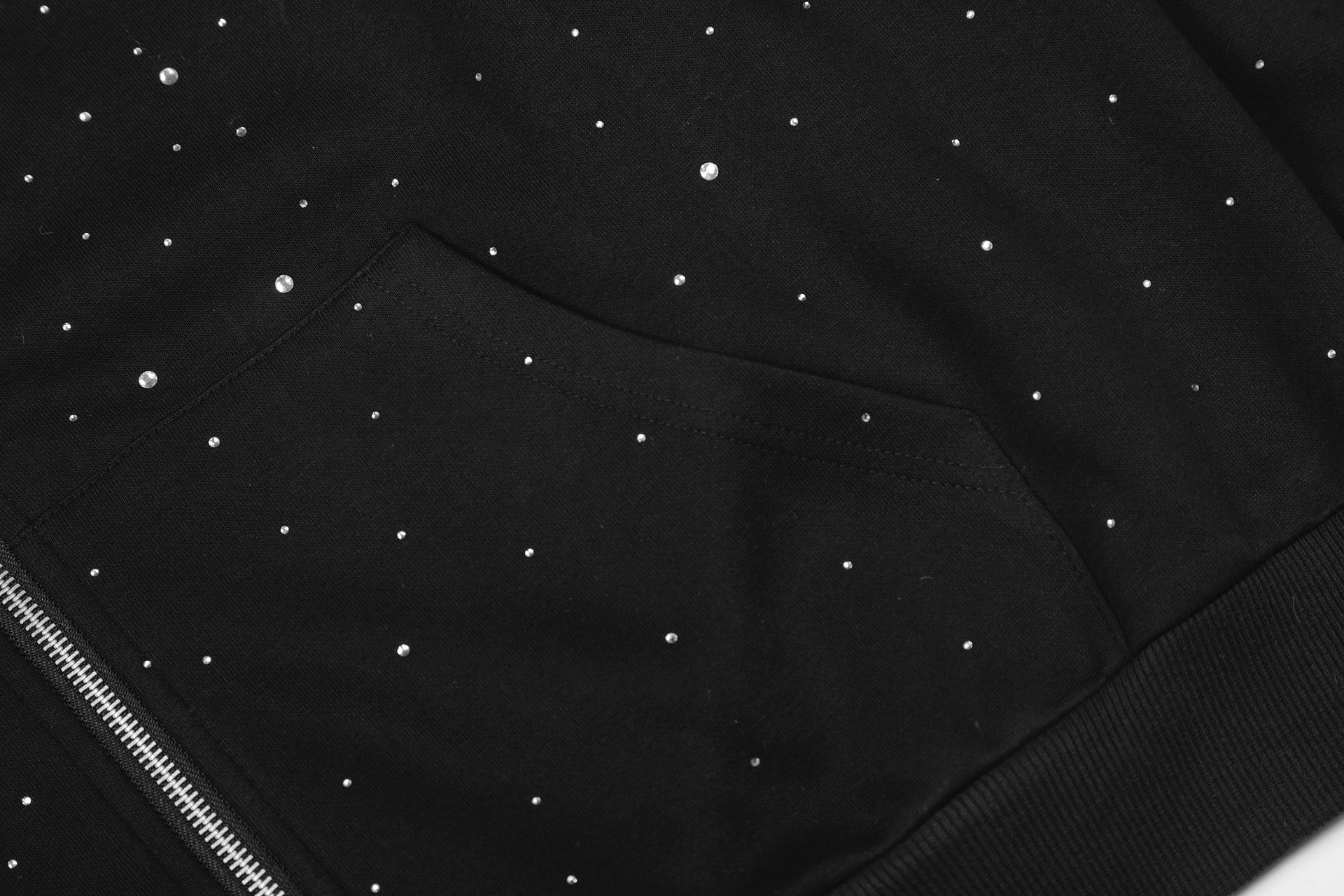 Rhinestone Cross Zip-Up Hoodie znk000241