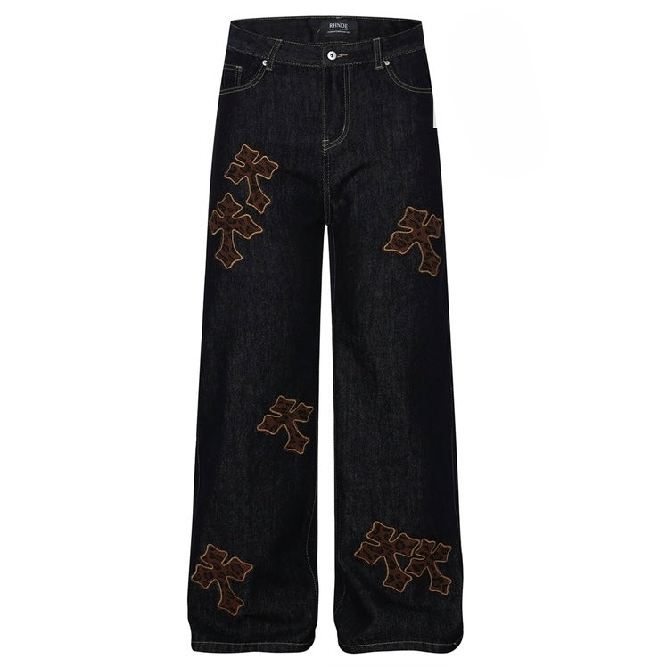 クロスパッチワイドデニムパンツ znk000109