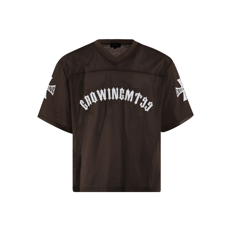 【3color】ロゴ入りメッシュTシャツ|オーバーサイズ×バッククロスデザイン|ユニセックスアイテム SS-000300