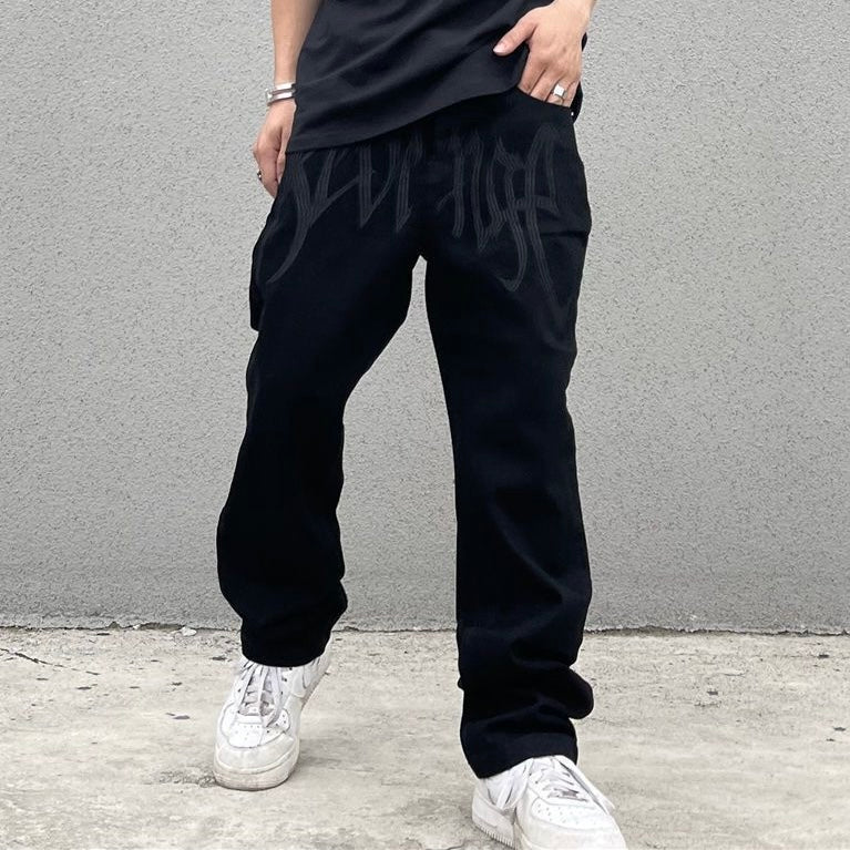 ロゴ刺繍ストレートパンツ znk000045