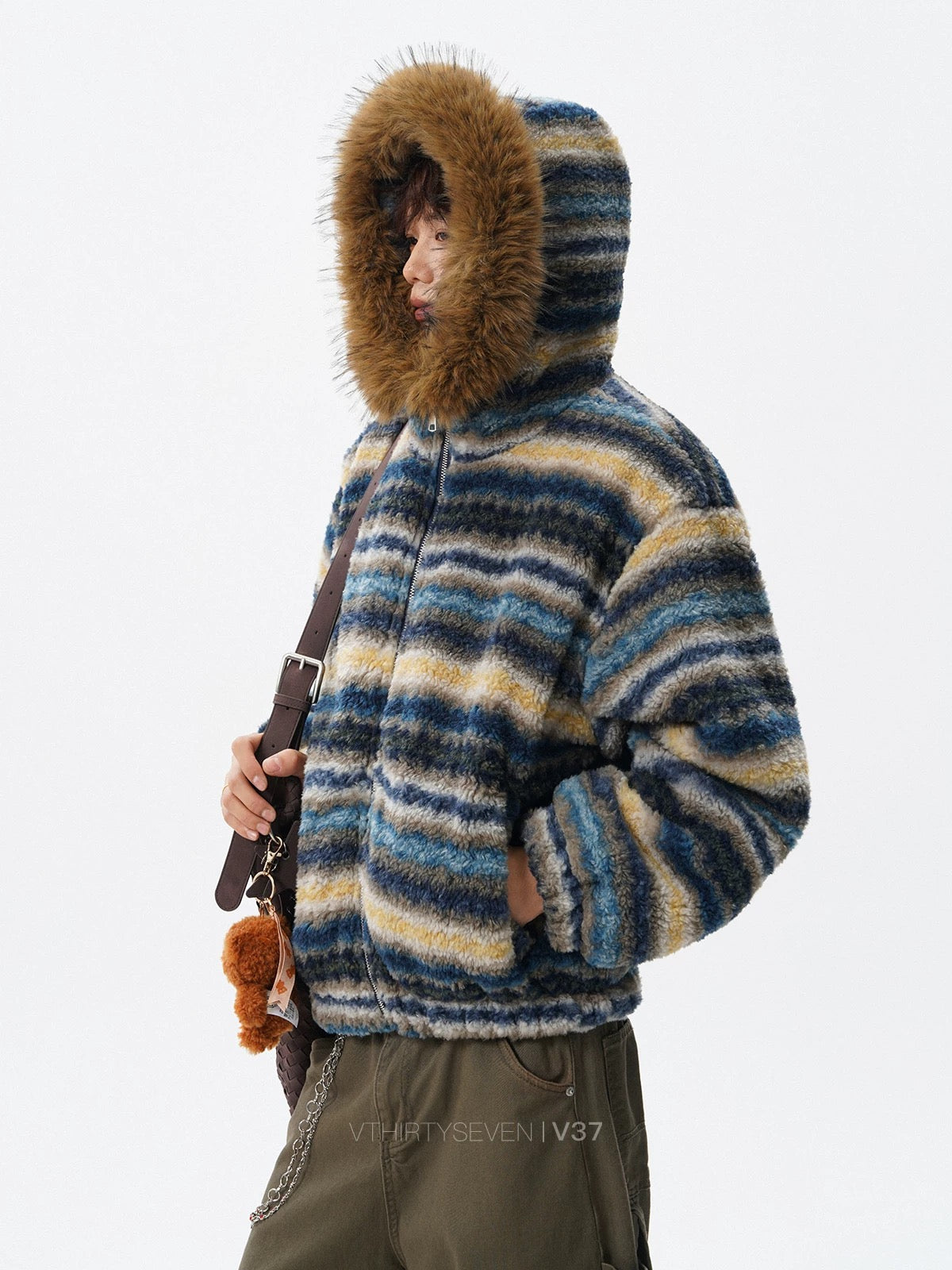 ファーフードボーダーボアブルゾン znk000175