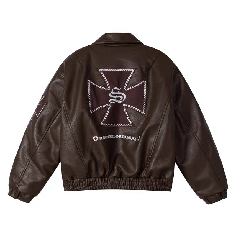 クロスエンブレムフェイクレザーブルゾン znk000066