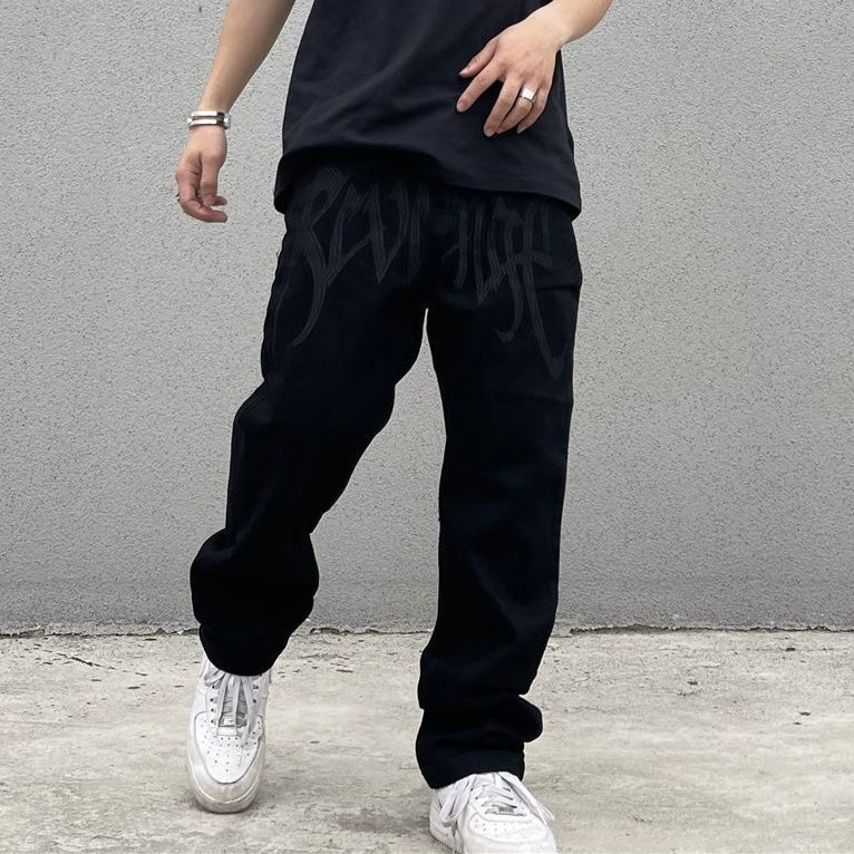 ロゴ刺繍ストレートパンツ znk000045