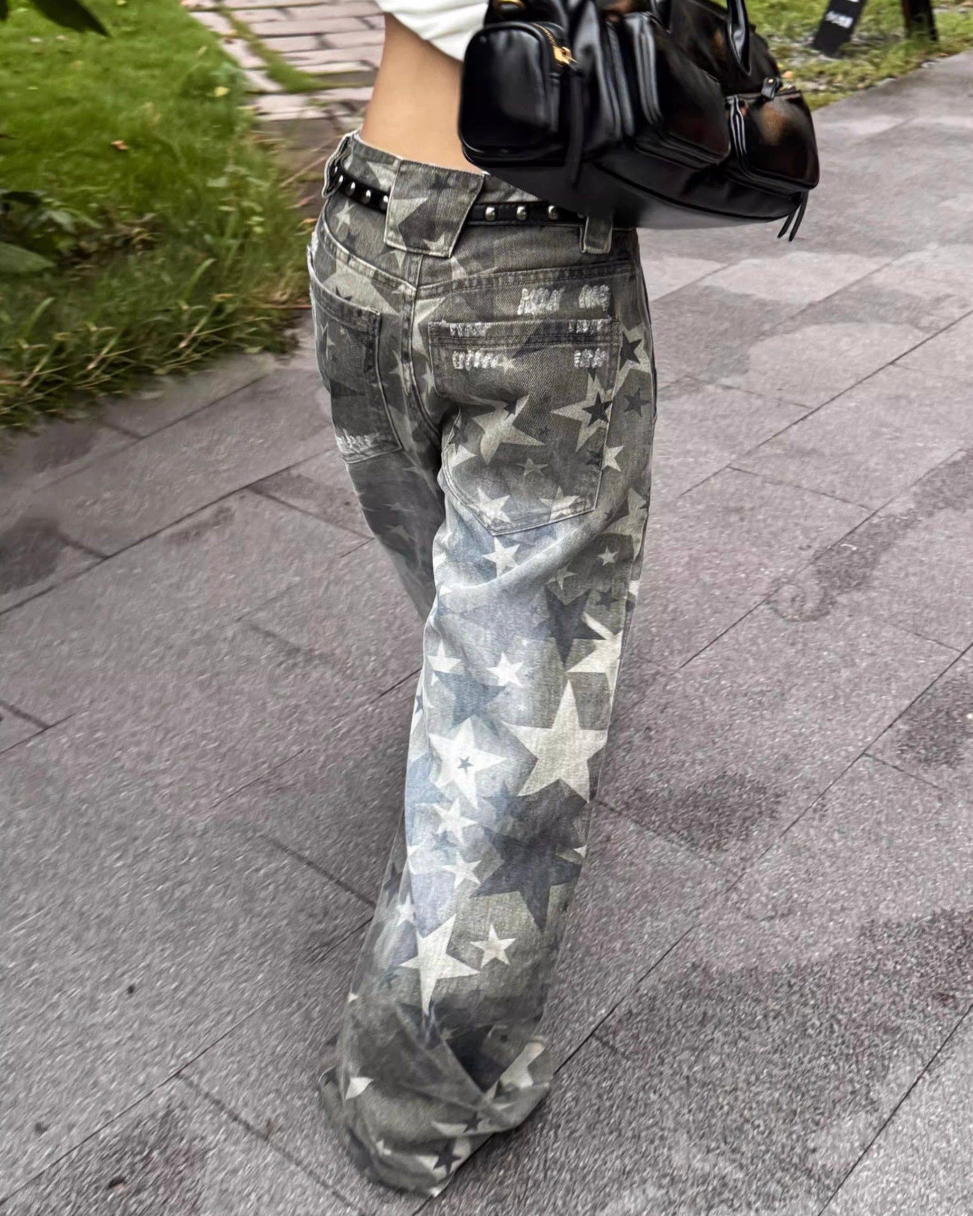 スターデザインワイドデニムパンツ znk000178