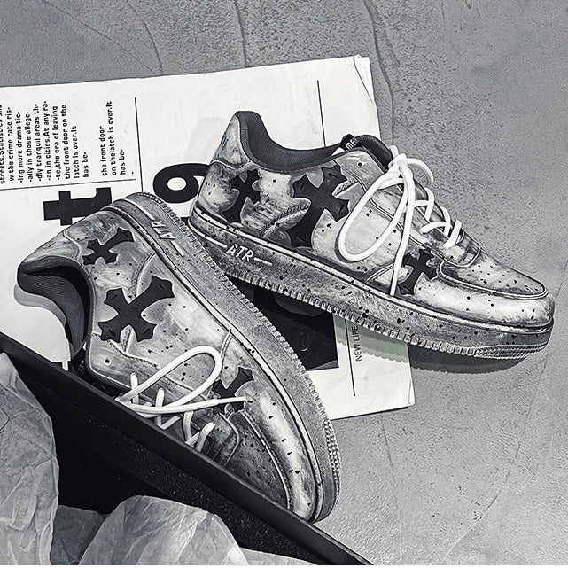 クロスパッチヴィンテージ厚底スニーカー znk000033