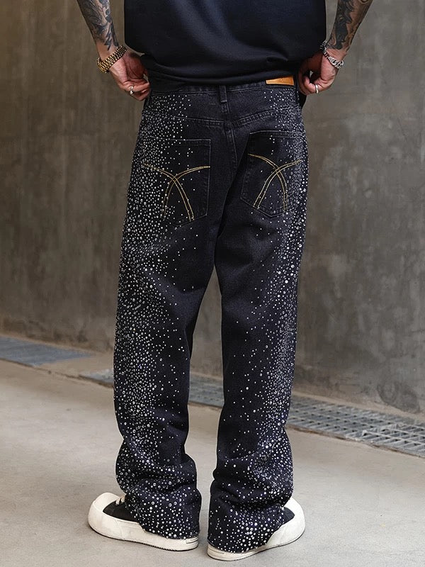 Rhinestone Wide Denim Pants znk000259