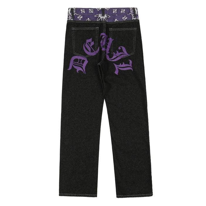 バンダナデザインデニムパンツ znk000043