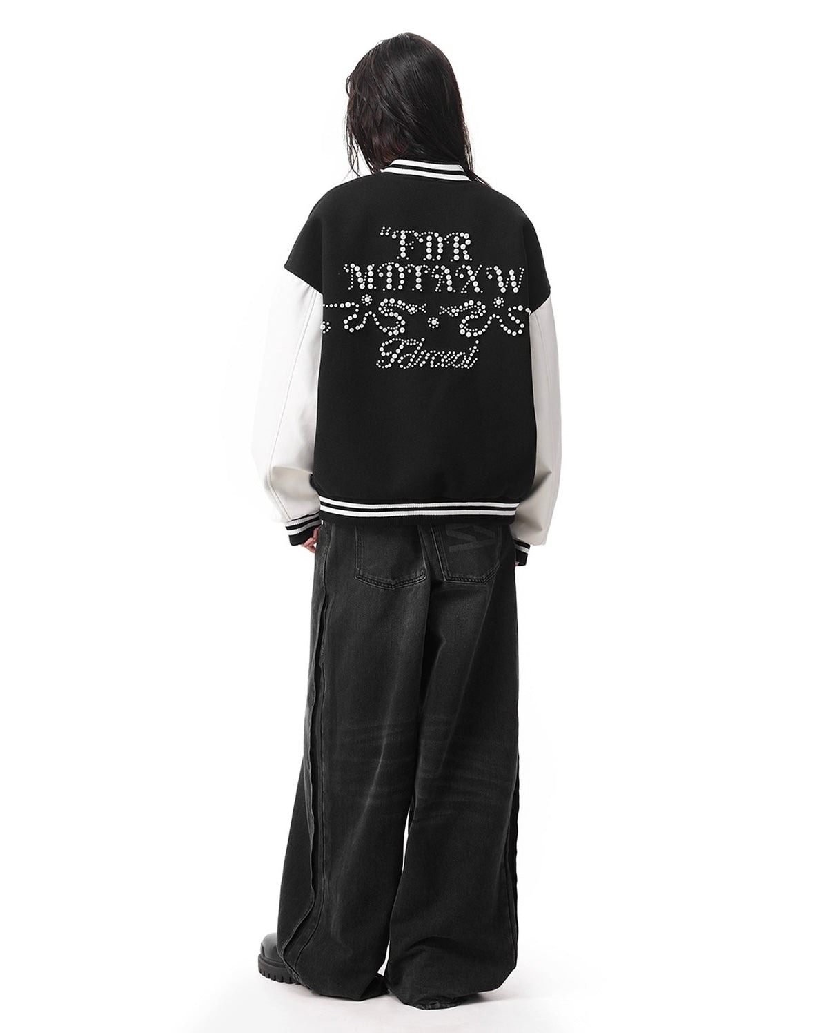 Studded Cross Varsity Jacket znk000272