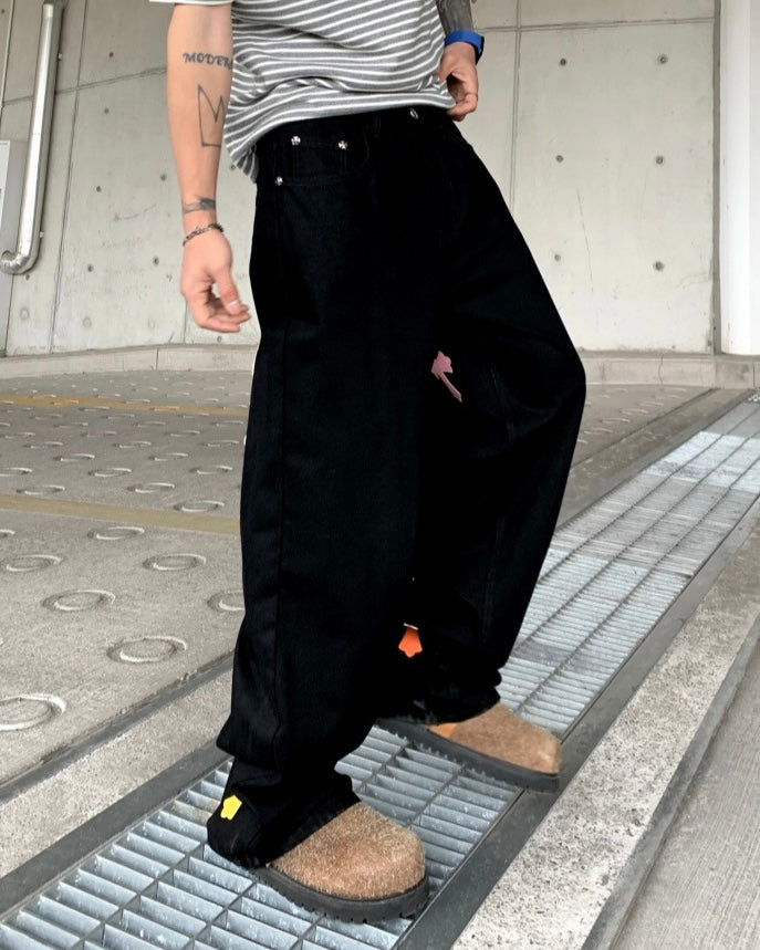 Multi Cross Wide Leg Jeans znk000252