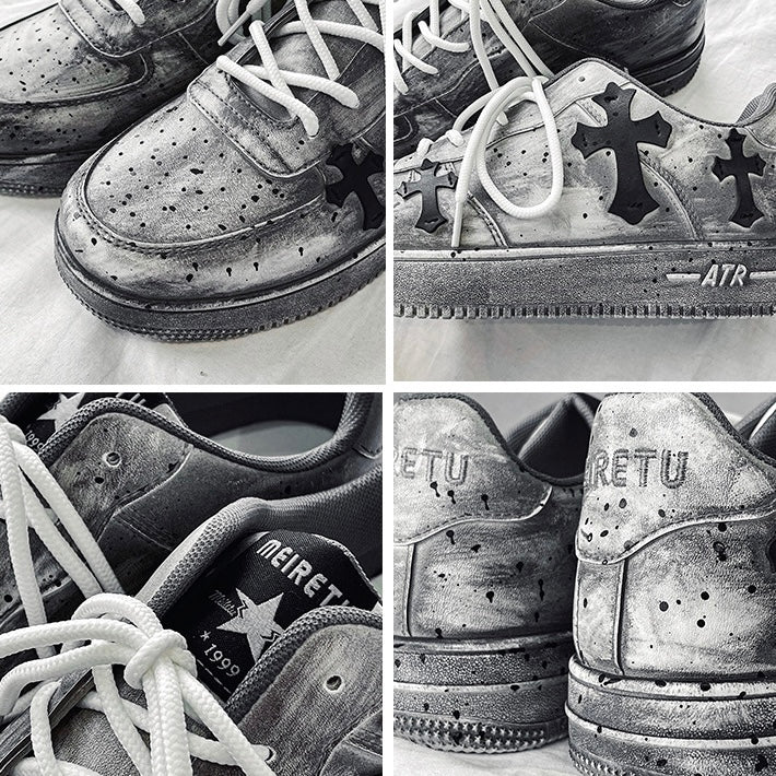 クロスパッチヴィンテージ厚底スニーカー znk000033