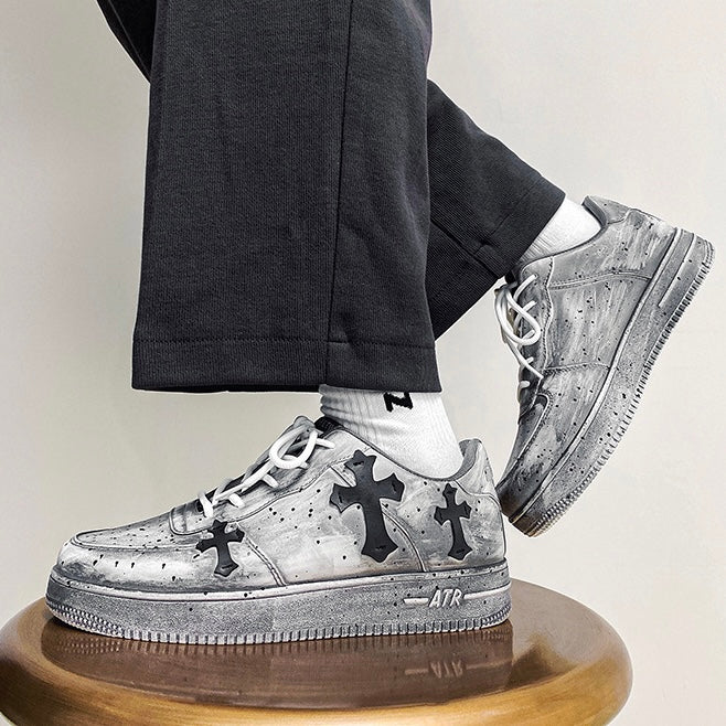 クロスパッチヴィンテージ厚底スニーカー znk000033