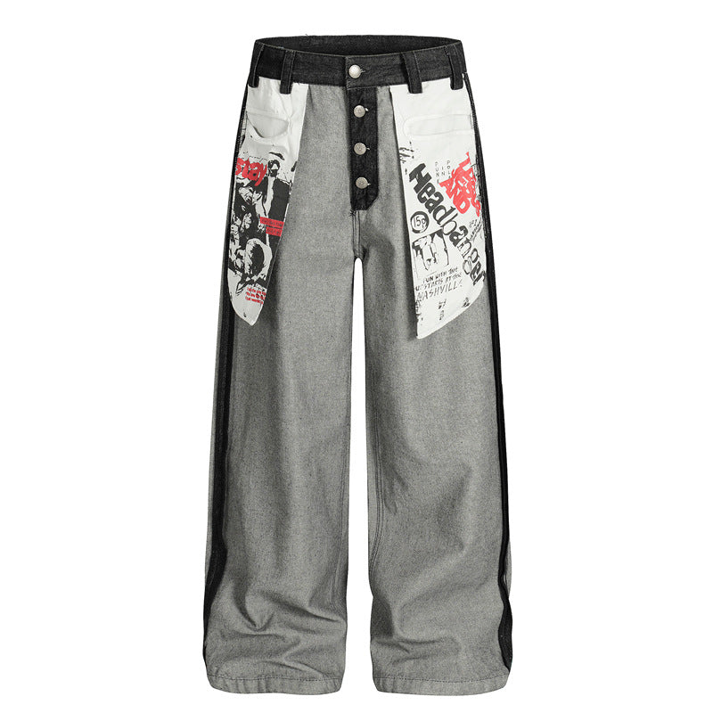 Dark Contrast Baggy Denim znk000287