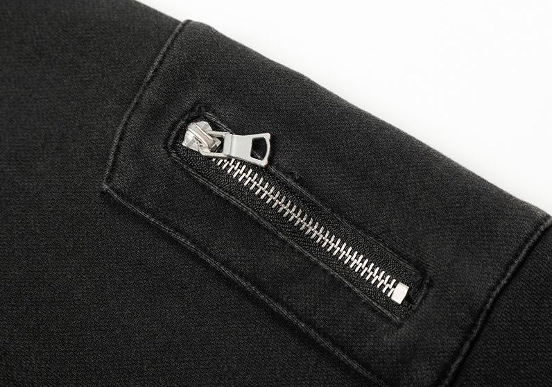 Black Spike Detail Zip Hoodie znk000222