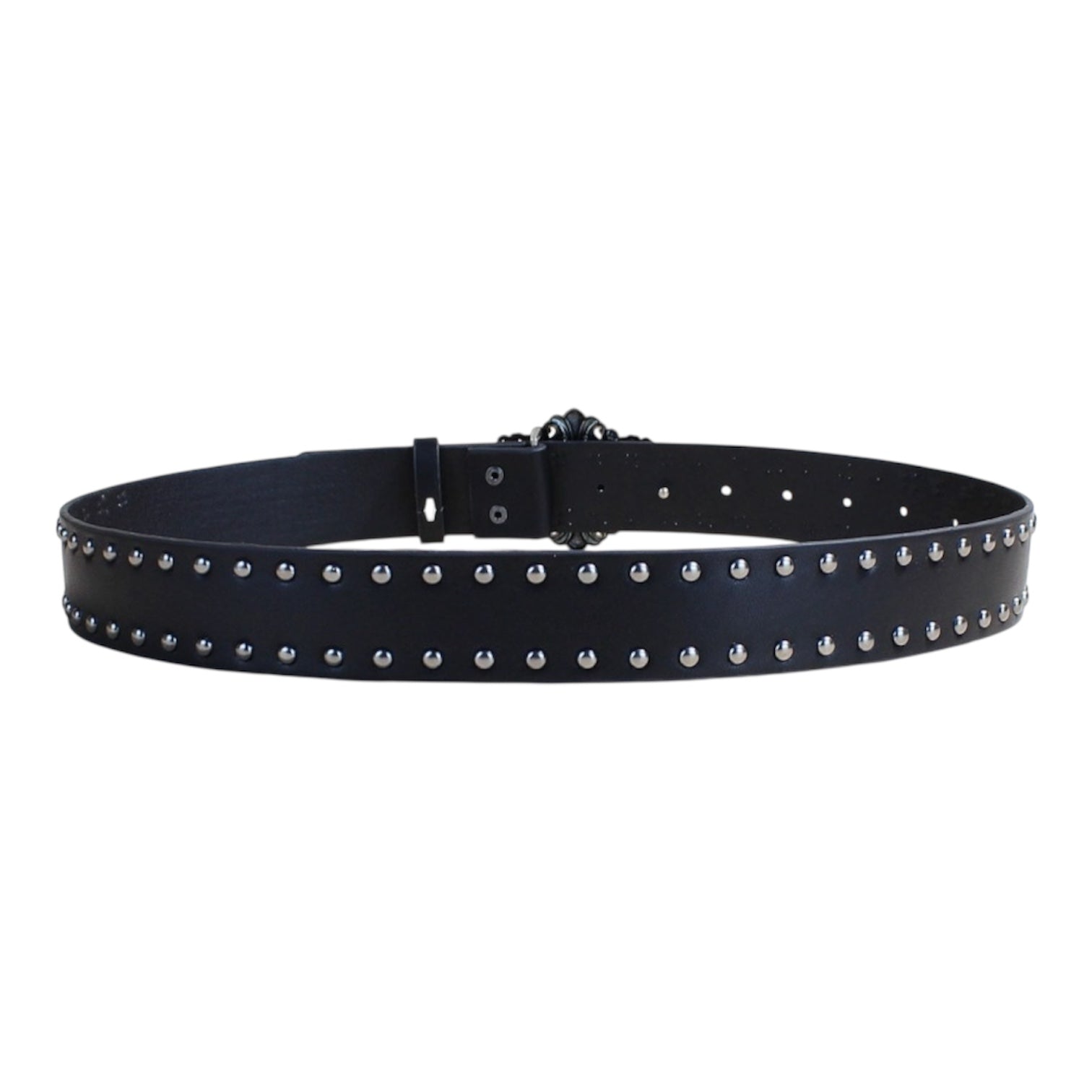 Studded Black Leather Cross Belt znk000238